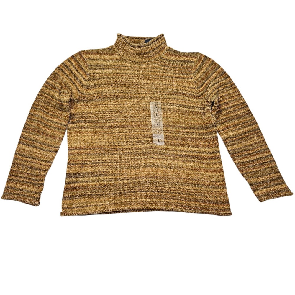 Crazy Horse VTG NWT Mock Neck Space Dye Chenille Sweater Brown Sz L